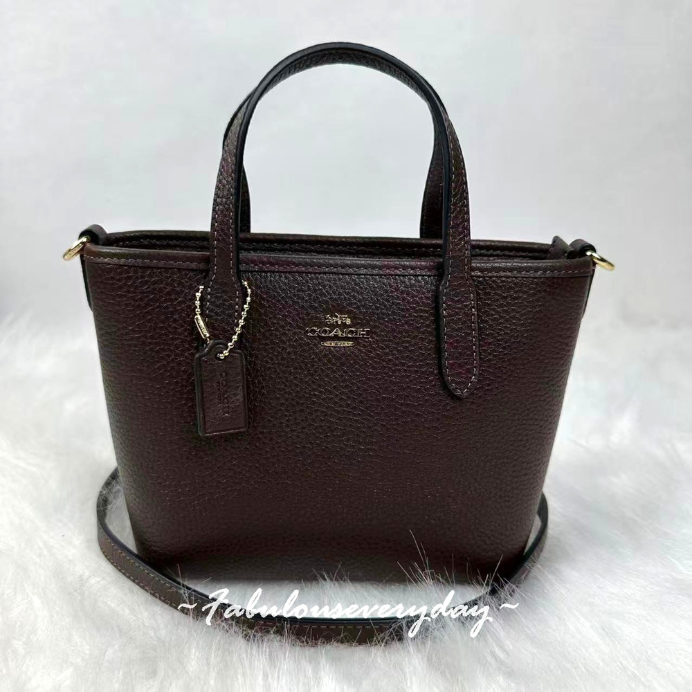Coach City Mini Tote Bag Crossbody In Leather/Gold/Maple CW031 NWT